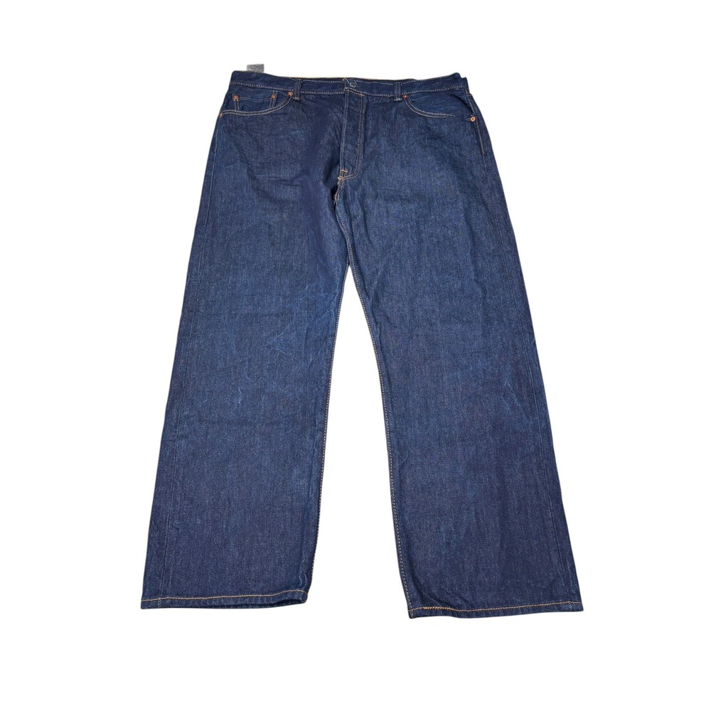 Levis 501 Original Fit Dark Indigo Blue Jeans Mens W42 L28 Button Fly Straight
